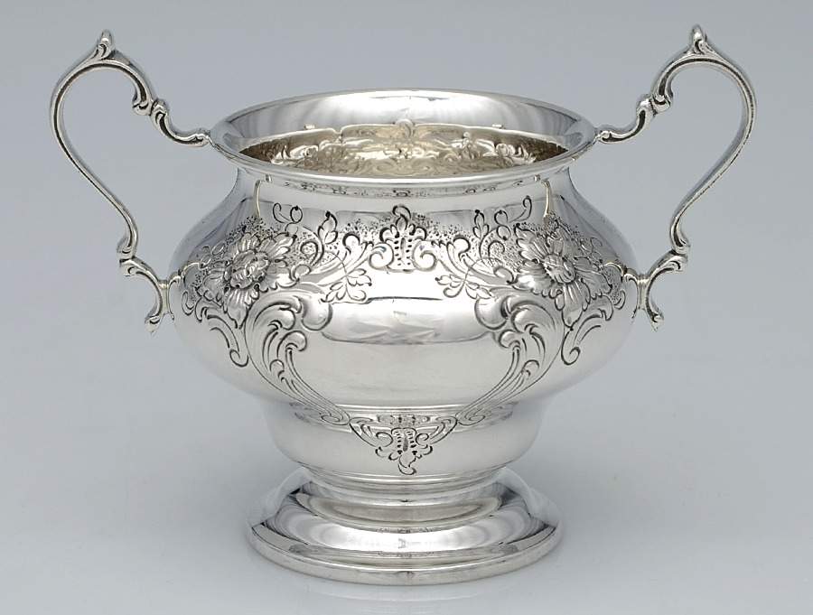 Victorian-Chased (Sterling, Hollowware) Mini Open Sugar Bowl by Gorham Silver-1