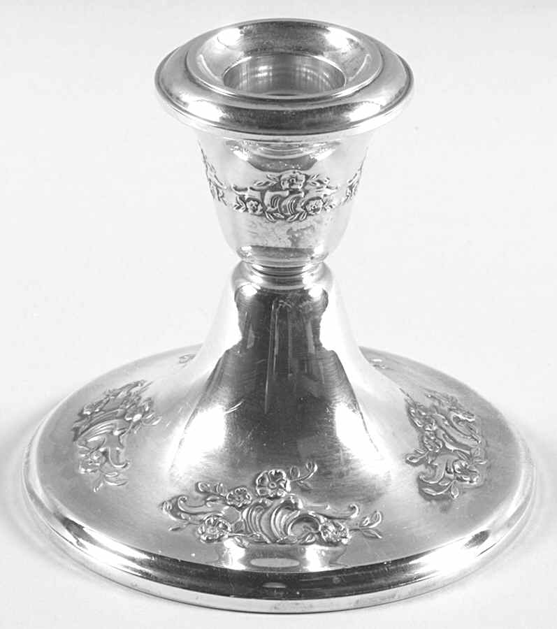 Victorian-Chased (Sterling, Hollowware) Weighted Console Candleholder by Gorham Silver-1