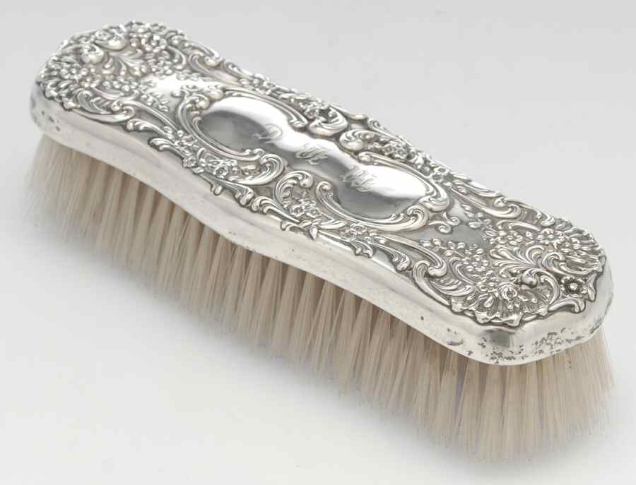 Victorian-Chased (Sterling, Hollowware) Military Brush by Gorham Silver-1