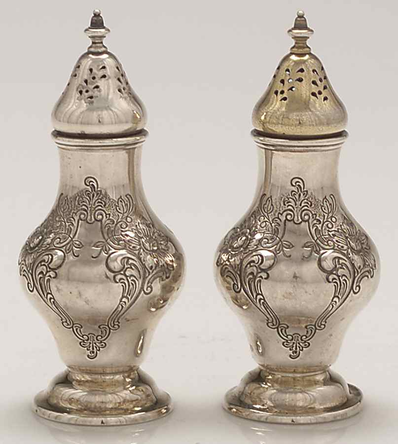 Victorian-Chased (Sterling, Hollowware) Salt and Pepper Set by Gorham Silver-1