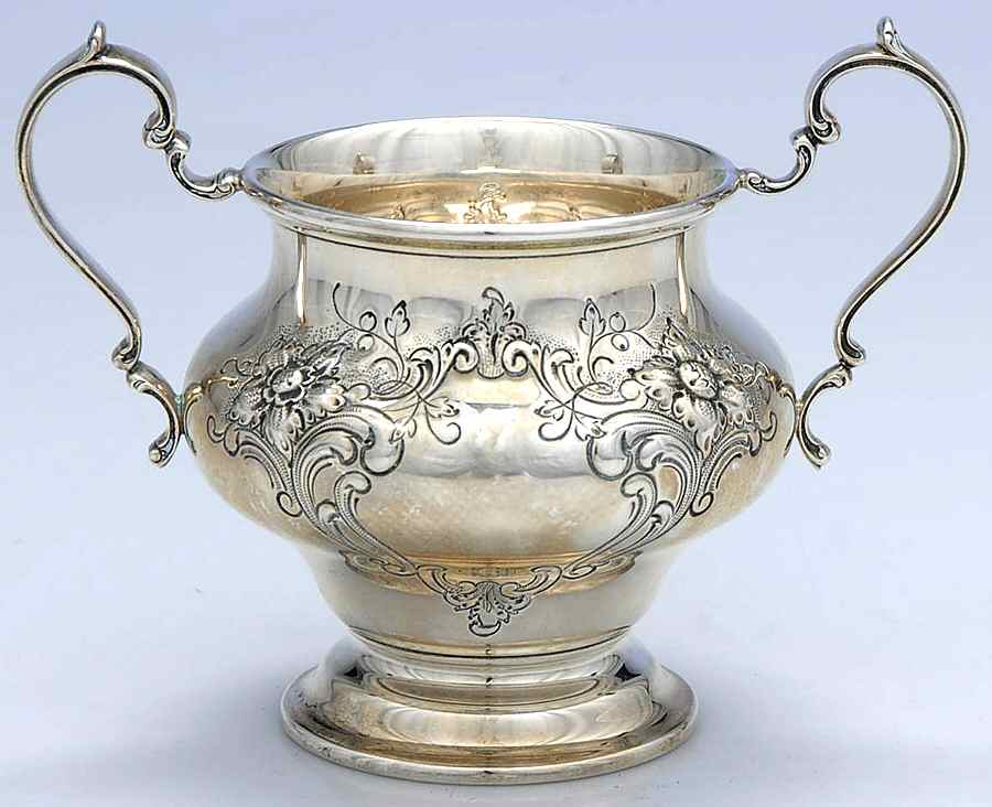 Victorian-Chased (Sterling, Hollowware) Sugar Bowl No Lid by Gorham Silver-1