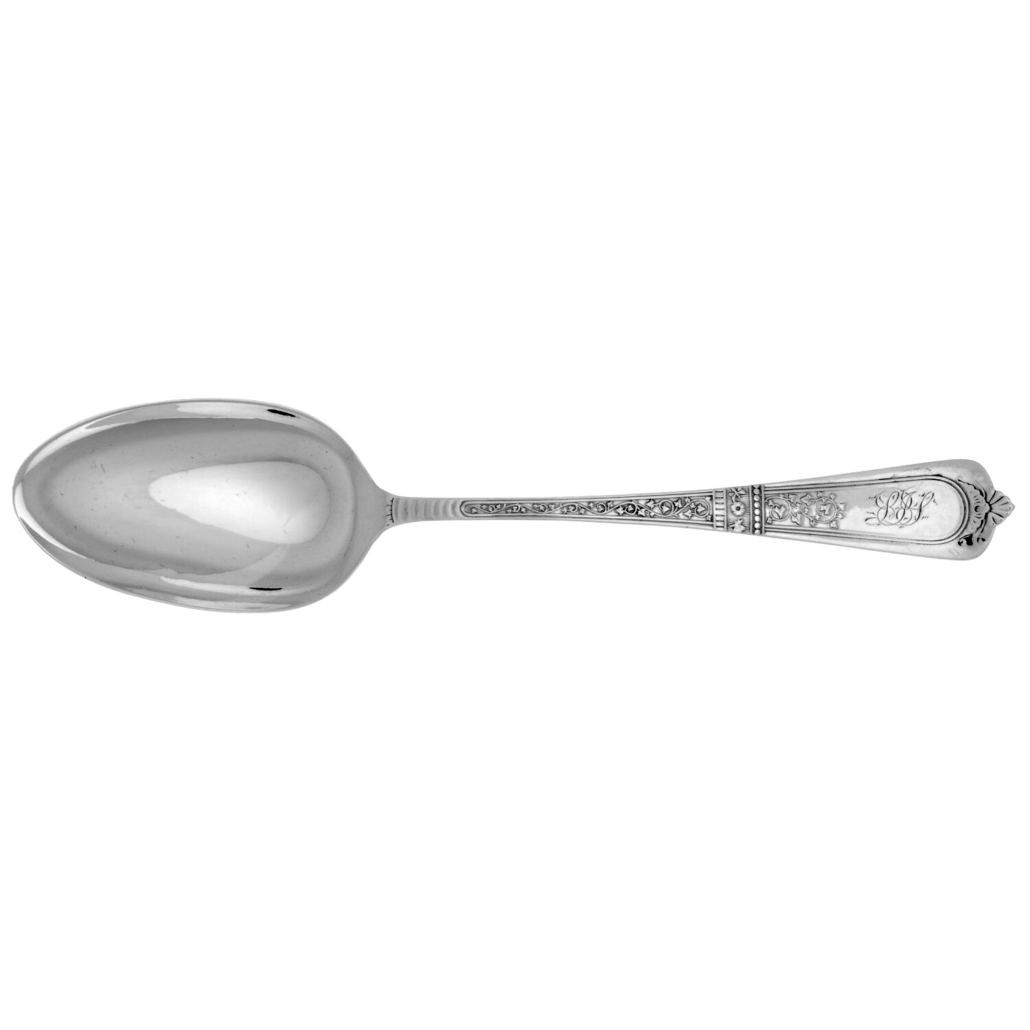 Domestic (Sterling, 1880, Monograms) Tablespoon (Serving Spoon) by Gorham Silver-1