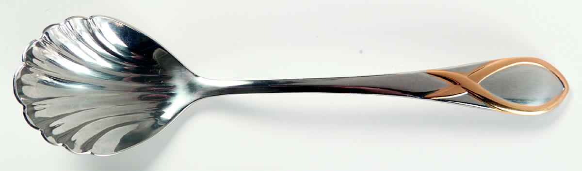 Darien Gold (Stainless, Gold Accent) Sugar Shell Spoon by Gorham Silver-1