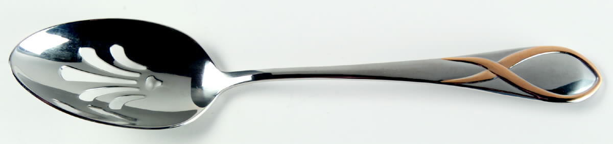 Darien Gold (Stainless, Gold Accent) Pierced Tablespoon (Serving Spoon) by Gorham Silver-1