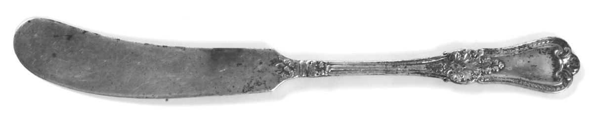 Kensington (Sterling, 1893, Monograms) Flat Handle Butter Spreader by Gorham Silver-1