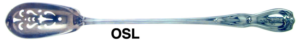 La Modele (Sterling, 1909, Monograms) Pierced Bowl Long Handle Olive Spoon by Gorham Silver-1