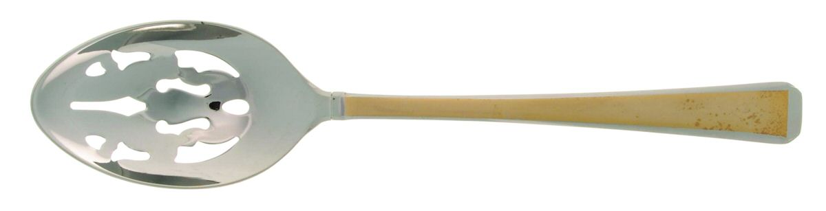 Tristan II Gold Frosted (Gold & Stainless) Pierced Tablespoon (Serving Spoon) by Gorham Silver-1