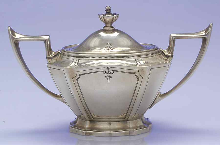 King Albert-Hand Chased(Sterling, Hollowware) Sugar Bowl & Lid by Gorham Silver-1