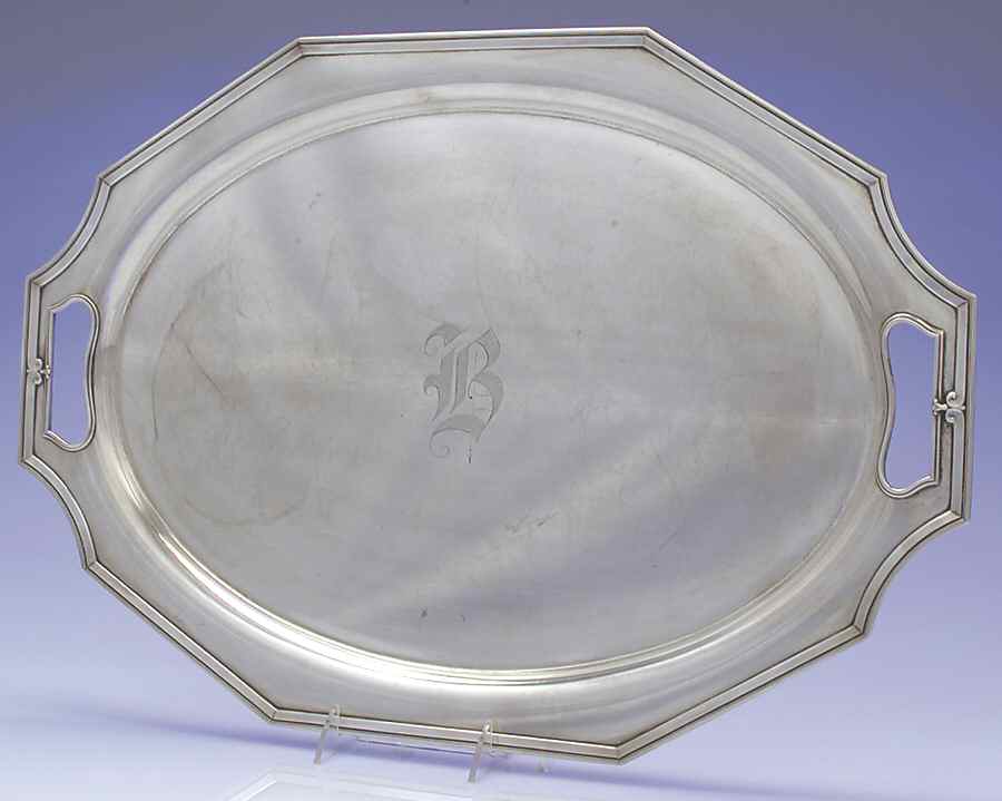 King Albert-Hand Chased(Sterling, Hollowware) Large Waiter Tray by Gorham Silver-1