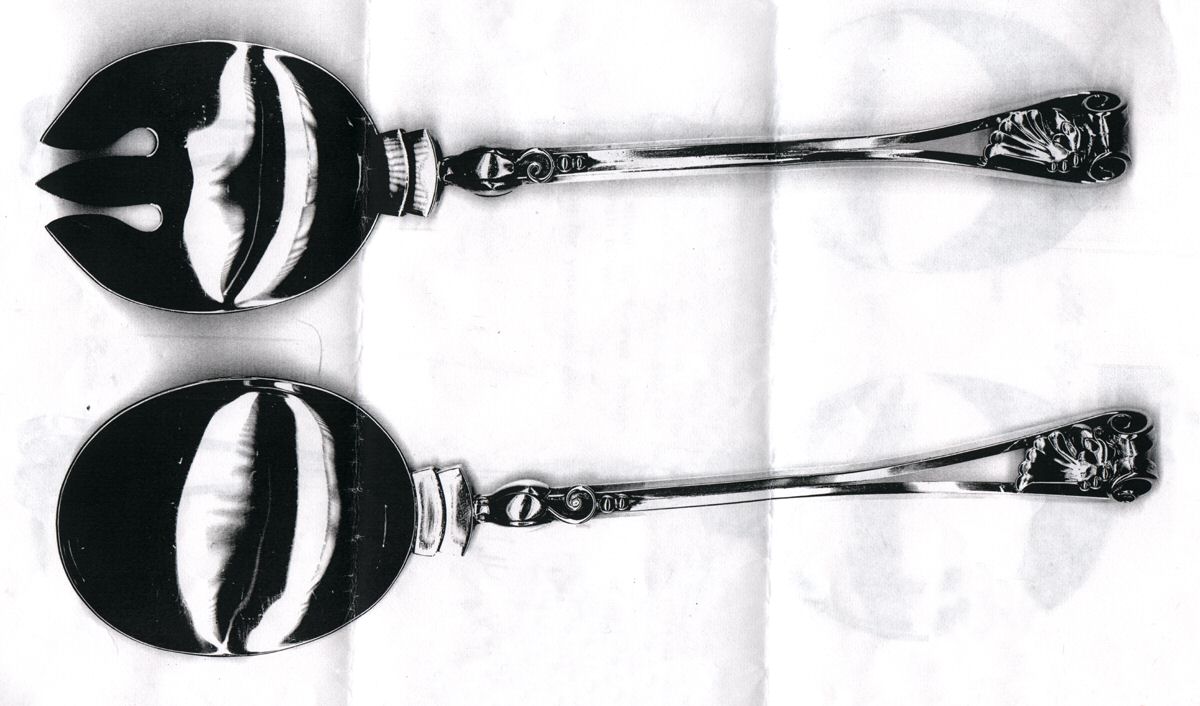 GJU4 (STERLING) (2 Pc) Solid Salad Set by Georg Jensen Inc USA-1