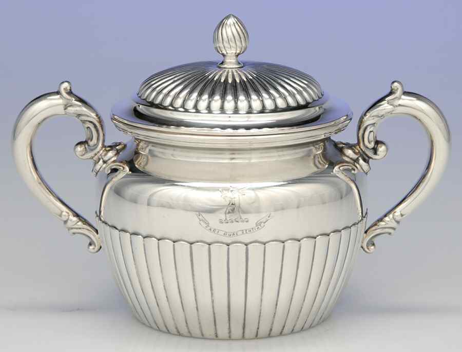 2590 (Sterling, Hollowware, Ribbed) Sugar Bowl & Lid by Gorham Silver-1
