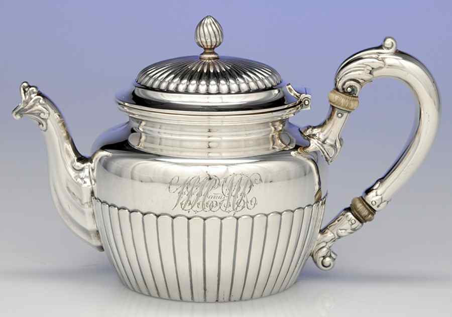 2590 (Sterling, Hollowware, Ribbed) Tea Pot by Gorham Silver-1