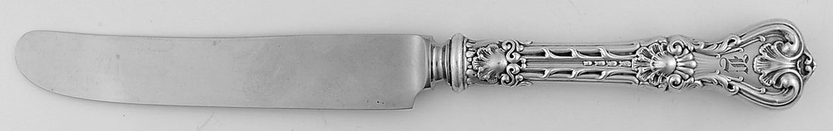 King Edward (Sterling, Shell Motif) New French Hollow Knife w/bolster & monogram by Gorham Silver-1