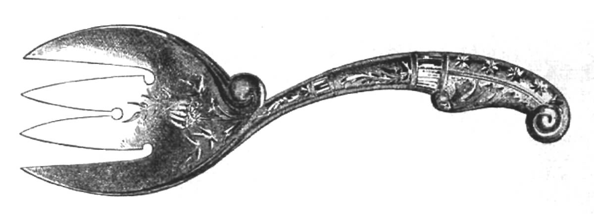 California-Engraved (Sterling) Large Solid Bright Fish Serving Fork by Gorham Silver-1