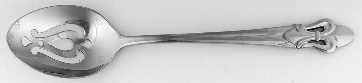 Fleur De Lis (Stainless) Pierced Solid Serving Spoon by Ginkgo-1