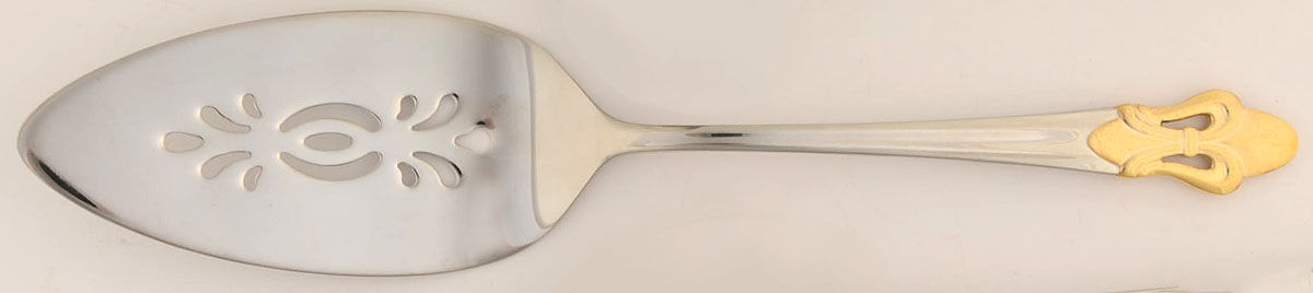 Fleur De Lis (Stainless, Gold Accent) Pierced All Stainless Pie Server by Ginkgo-1