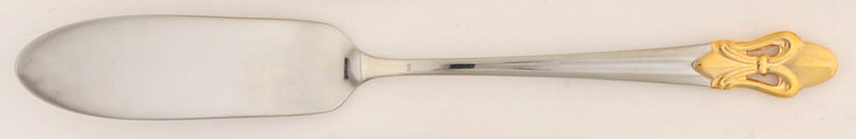 Fleur De Lis (Stainless, Gold Accent) Flat Handle Butter Spreader by Ginkgo-1