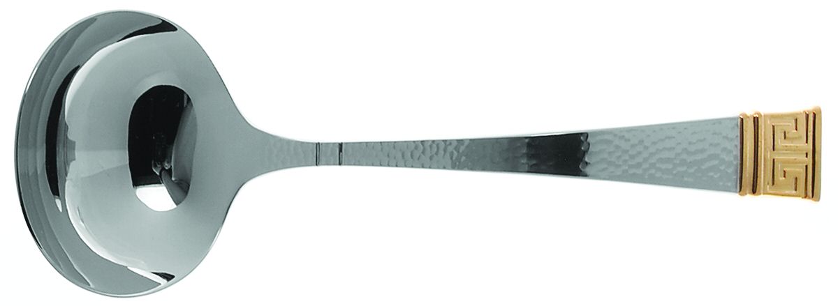 Dynasty (Stainless, Gold Accent) Solid Gravy Ladle by Ginkgo-1