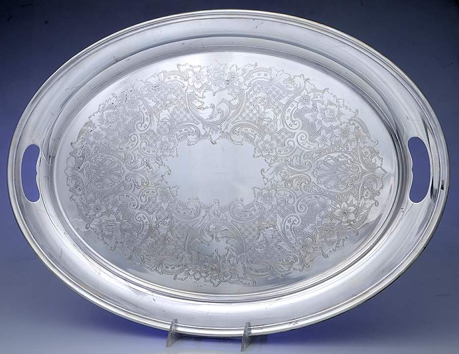 Y401(Silverplate, Hollowware) 22" Waiter Tray by Gorham Silver-1