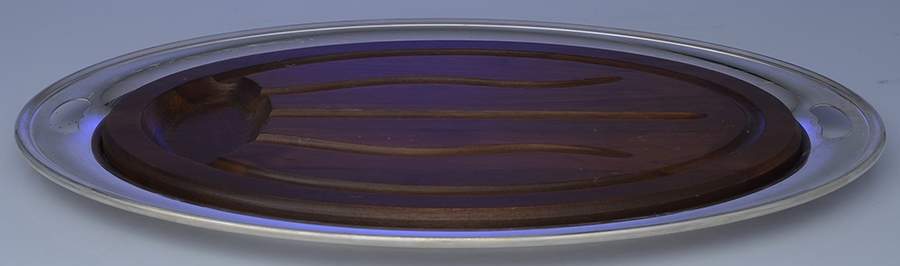 Y401(Silverplate, Hollowware) 22" Oval Platter with Wood Cutting Board by Gorham Silver-1