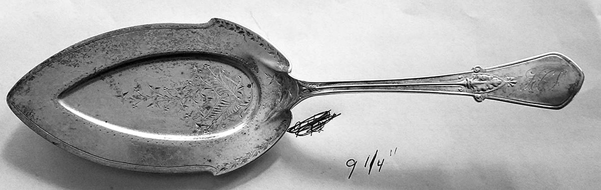 Swiss (Sterling, 1870) Large Solid Bright Cut Pie Knife by Gorham Silver-1