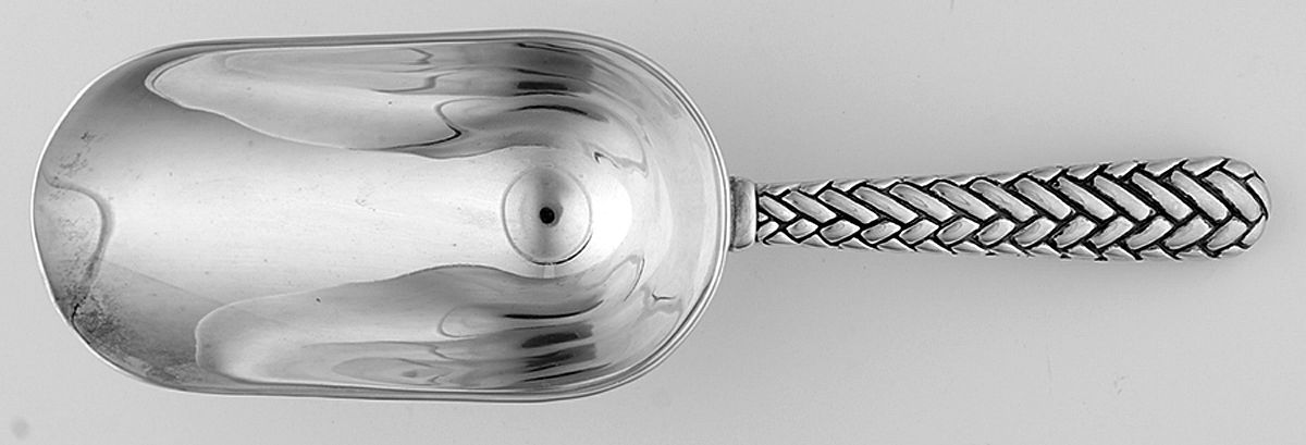 Weave (Silverplate) Ice Scoop with Silverplate Bowl by Godinger-1