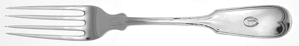 French Thread (Sterling, 1876) Monogram Fork by George W Shiebler-1