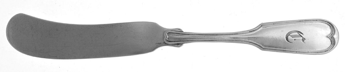 French Thread (Sterling, 1876) Monogram Flat Handle Butter Spreader by George W Shiebler-1