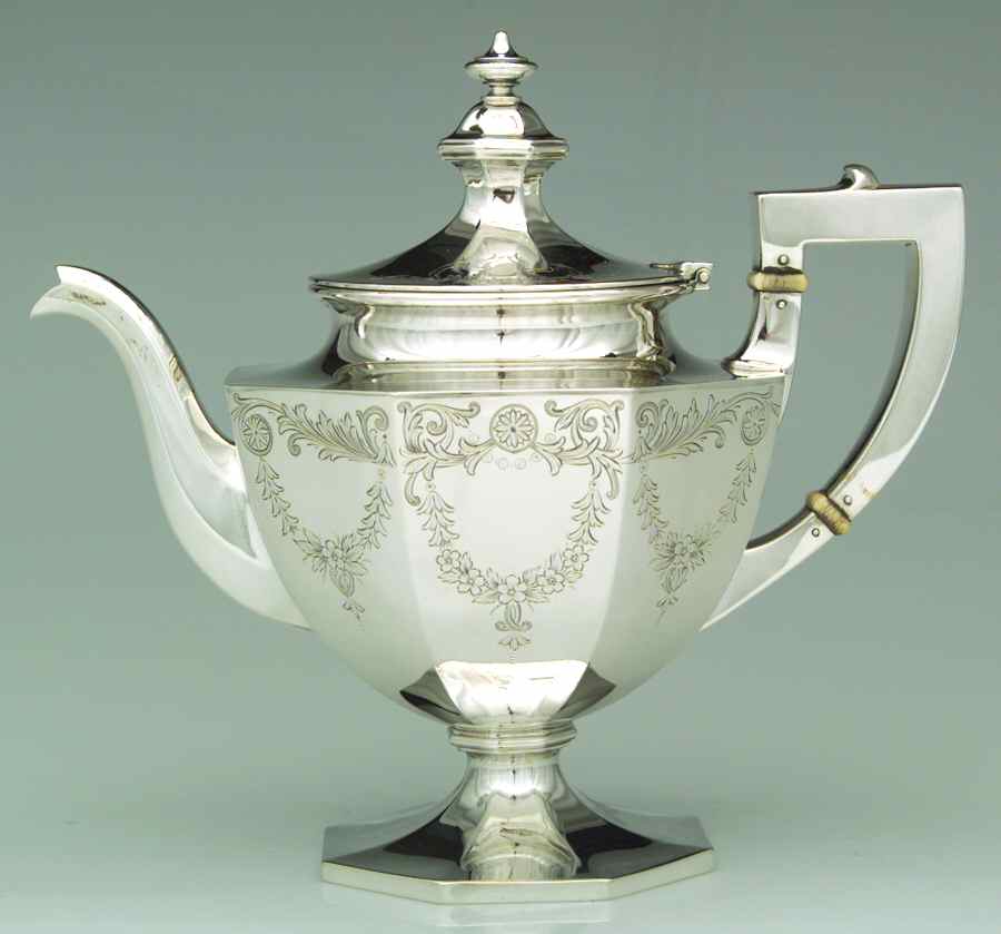 A5751-Engraved (Sterling, Hollowware) Teapot by Gorham Silver-1