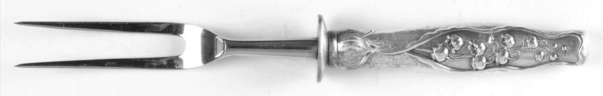 Lily of The Valley (Sterling) Large Stainless-Prong Roast Carving Fork by Gorham Silver-1