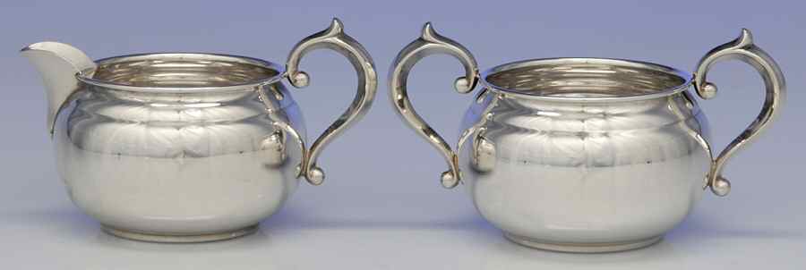 909-910 (Sterling, Hollowware) Mini Sterling Creamer and Open Sugar by Gorham Silver-1