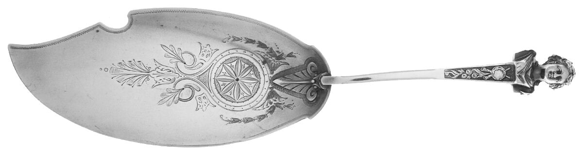 Bust (Coin) Large Solid Bright Cut Fish Serving Knife by Gorham Silver-1