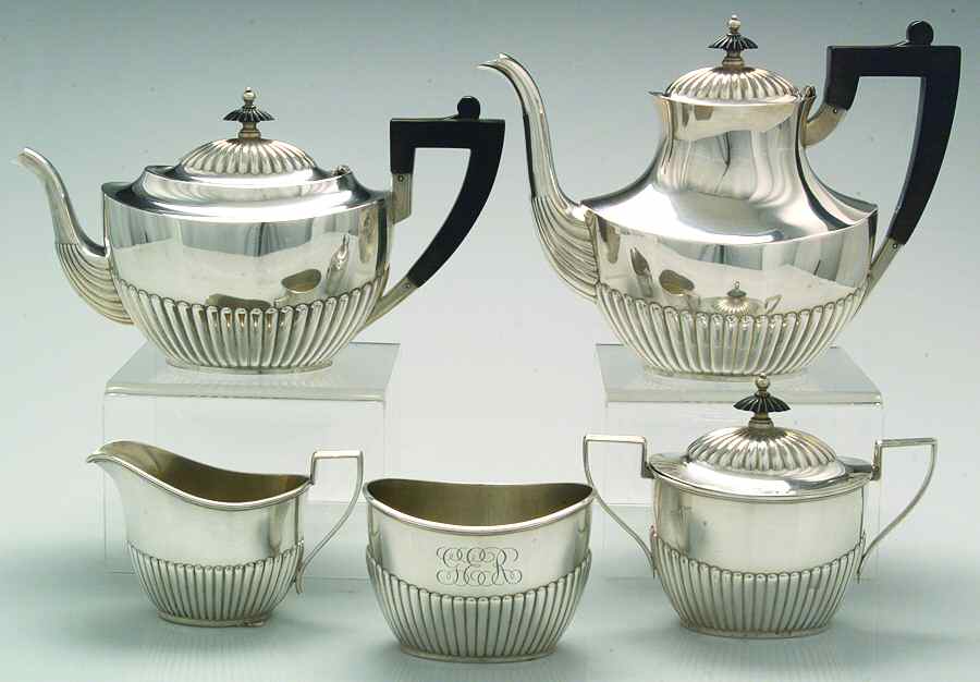 151 (Sterling, Hollowware) 5 Piece Tea Set (SCP, STP, SCR, SSU, SWB) by Gorham Silver-1