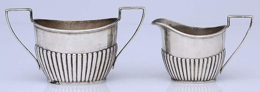 A5005 (Sterling, Hollowware) Mini Sterling Creamer and Open Sugar by Gorham Silver-1