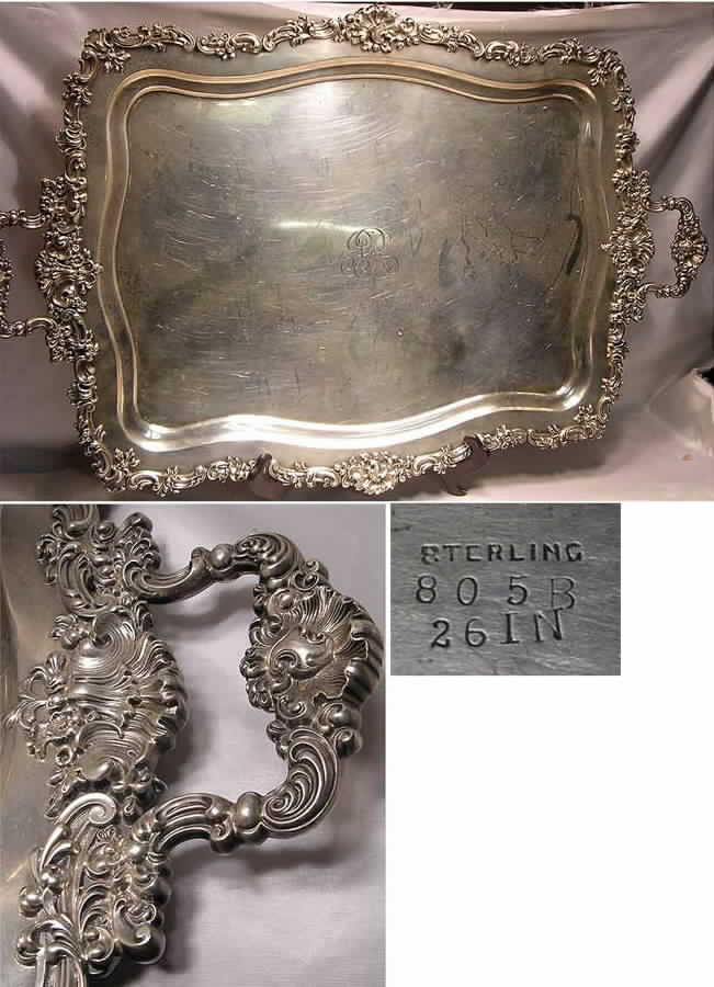 A5771 (Sterling, Hollowware) Large Waiter Tray by Gorham Silver-1