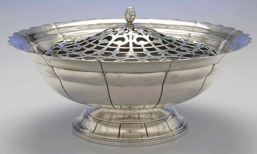 Standish (Sterling, Hollowware) 12" Round Footed Centerpiece with Frog by Gorham Silver-1