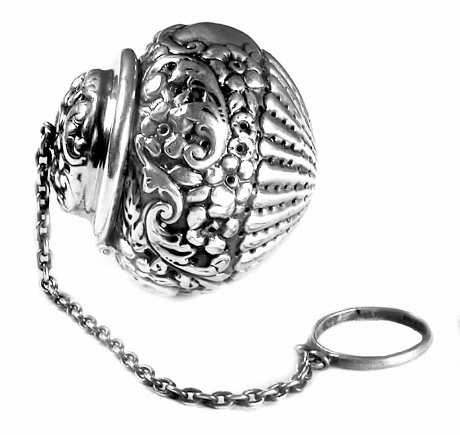 Tea Balls (Sterling, Hollowware) Tea Ball with Chain by Gorham Silver-1