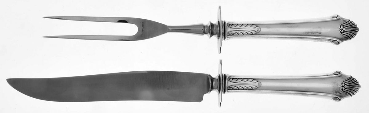 Late Georgian (Sterling, 1934) Small Stainless Blade 2-Piece Steak Carving Set by Gorham Silver-1