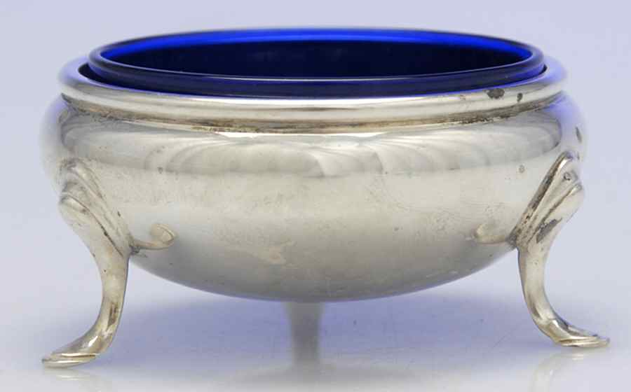 1110 (Sterling, Hollowware) Open Salt Master-W/Cobalt Liner by Gorham Silver-1