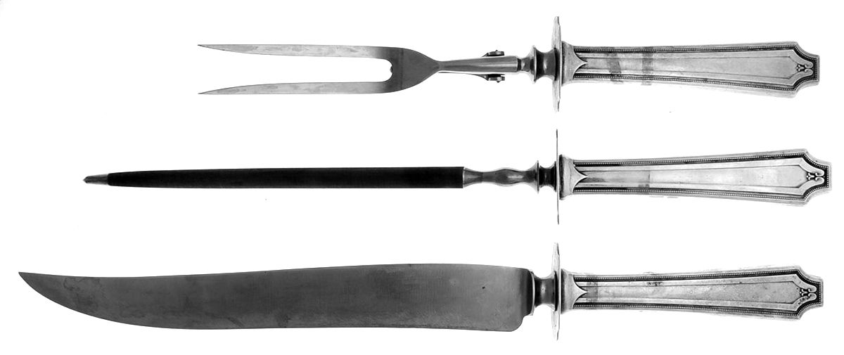 King Albert (Sterling, 1919, No Monograms) Large 3-Piece Roast Carving Set w/ Stainless Blade by Gorham Silver-1