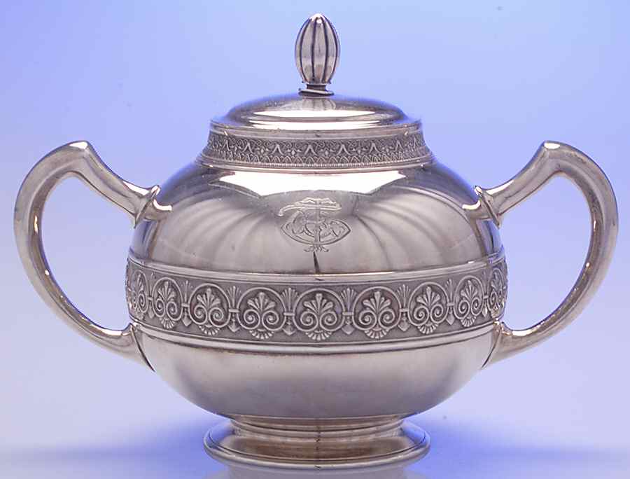 1400 (Sterling, Hollowware) Sugar Bowl & Lid by Gorham Silver-1