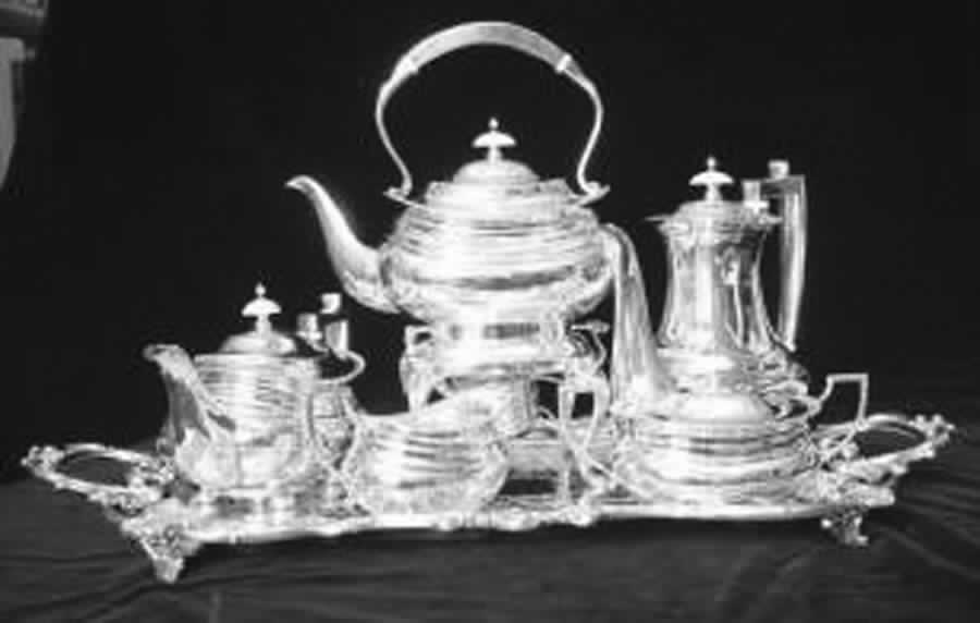 841 (Sterling, Hollowware) 6 Piece Tea Set (SCP, STP, SCR, SSU, SKES, WTL) by Gorham Silver-1