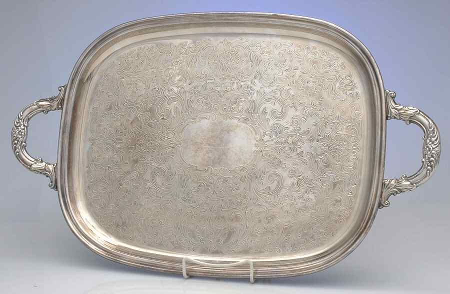 YB74 (Silverplate, Hollowware) Large Silverplate Waiter Tray by Gorham Silver-1