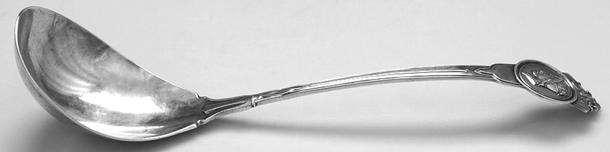 Medallion (Sterling) Large Solid Soup Ladle by George W Shiebler-1