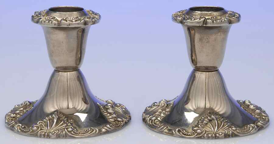 20th Century Baroque (Silverplate, Hollowware) Pair of 3" Console Candleholders by Godinger-1