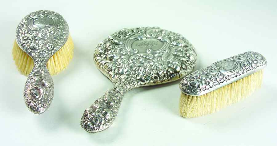 C370 (Sterling, Hollowware) (3 Pc) Vanity Set (CLBM1, SHBM1, MIRM1) by Gorham Silver-1