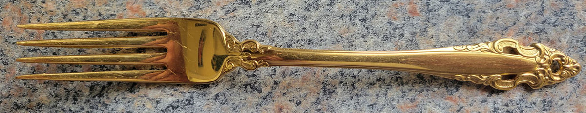 Golden Pierced Baroque (Gold Electroplate) Fork by Gorham Silver-1