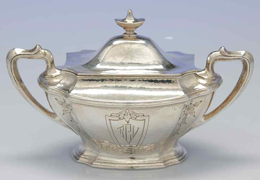Pattern A (Sterling, Hollowware) Sugar Bowl & Lid by Gorham Silver-1