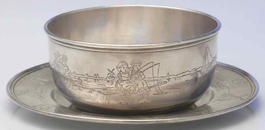 A12117-1 (Sterling, Hollowware) 2 Piece Child Set (Bowl & Plate) by Gorham Silver-1