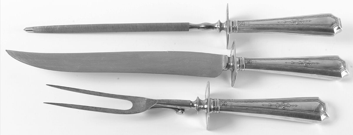 Colfax (Sterling, Gorham, No Monograms) Small Steak 3-Piece Carving Set with Stainless Blade by Gorham Silver-1